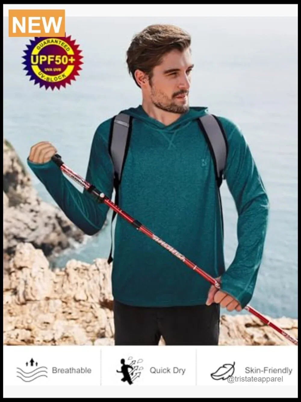 UPF 50+ Long Sleeve Fishing Sun Hoodie Quick Dry Rash Guard